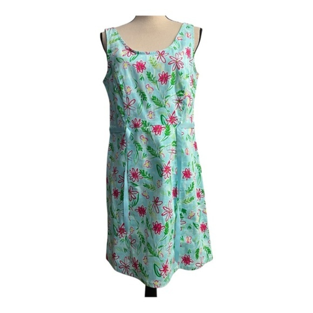 Faded Glory Floral Mini Dress - Blue and Pink Size 12